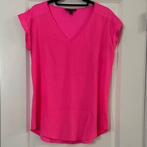 Express Hot Pink V-Neck Cap Sleeve Blouse